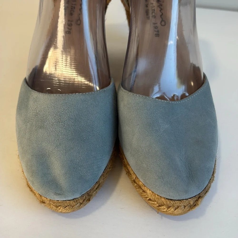 Gaimo Blue Suede Espadrille Wedge